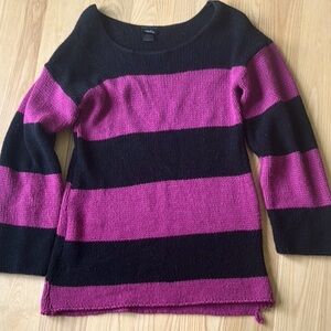 Rue21 Black Pink Striped Oversized Sweater Size M Cozy Slouchy Knit Pullover